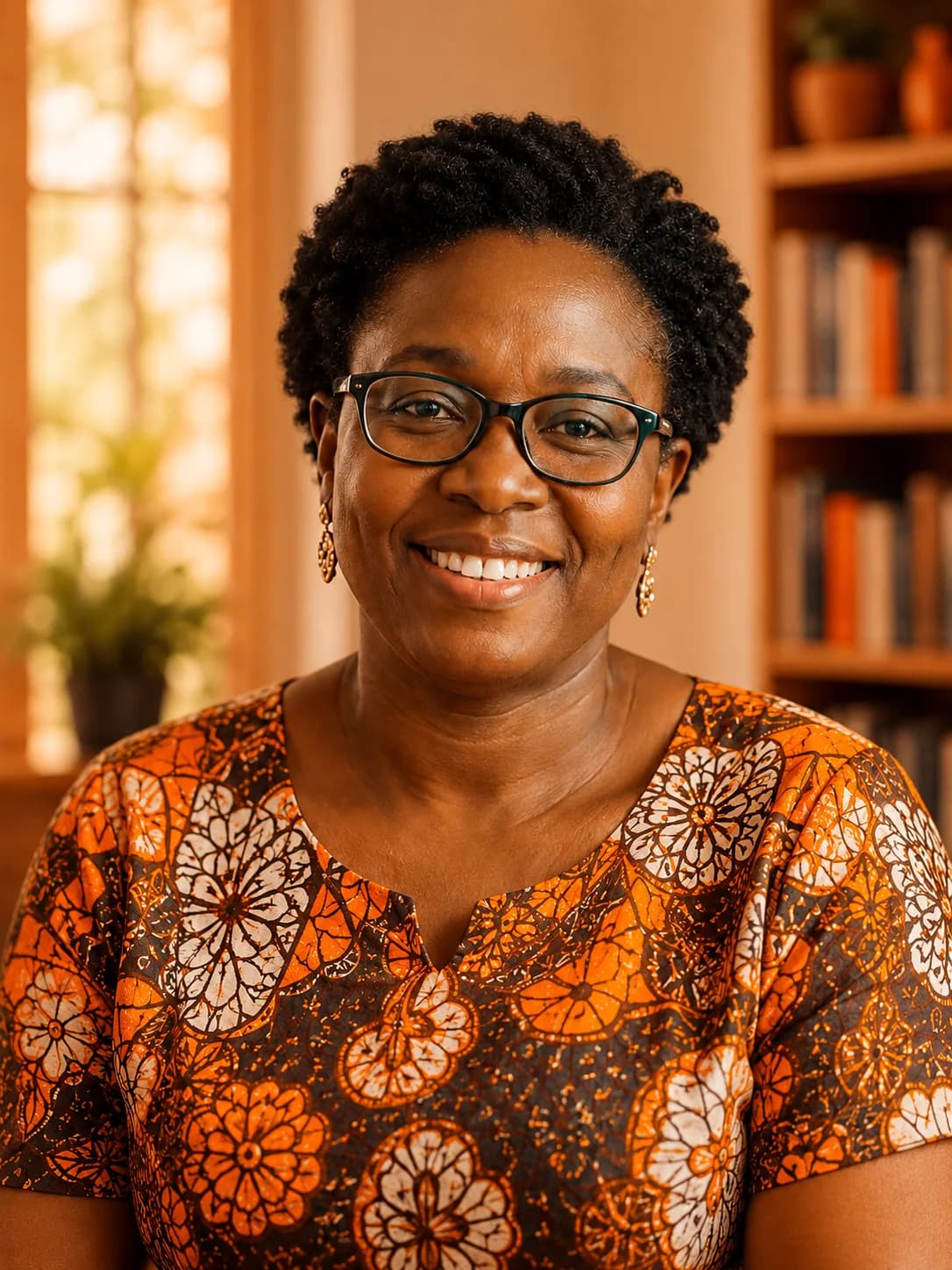 Community advocate smiling during a portrait session
