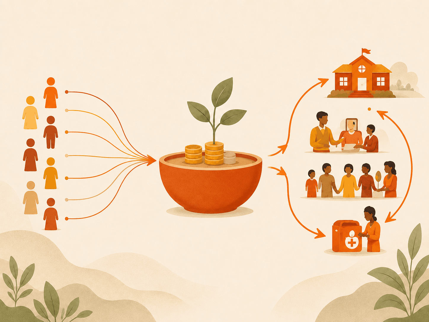 Diagram showing donations growing into recurring community support