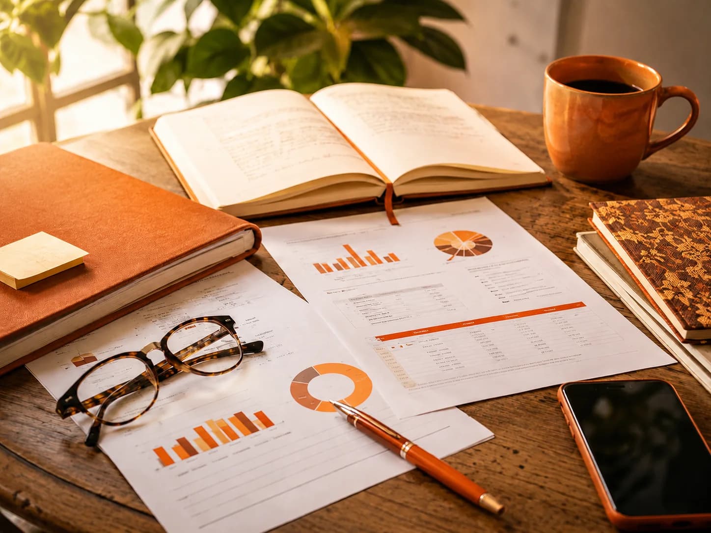 Reporting documents and impact summaries on a desk